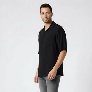 Elegant Black Button-Down Shirt for Men XXL